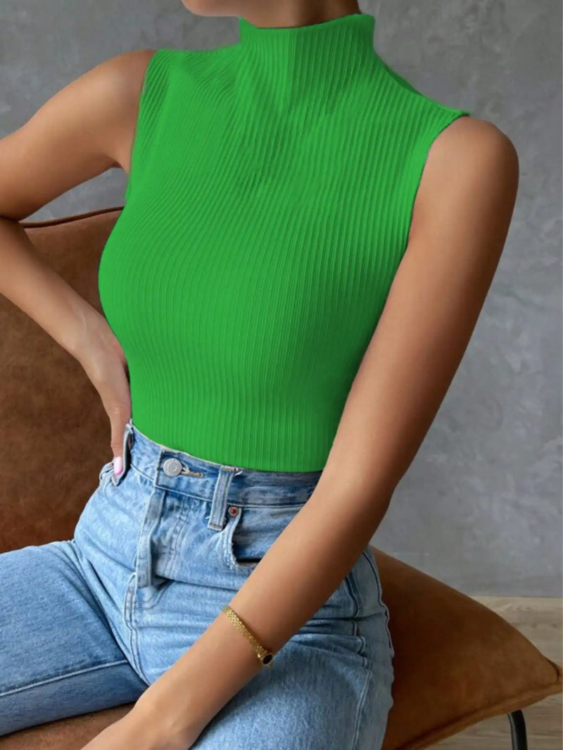 Blusa Regata feminina Gola Alta Canelada