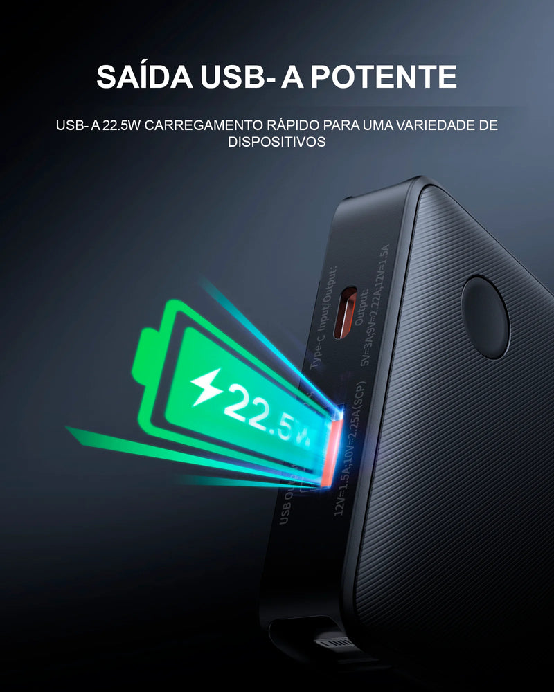 Power Bank Baseus Airpow Lite 10000mAh – Carregamento Rápido 22.5W