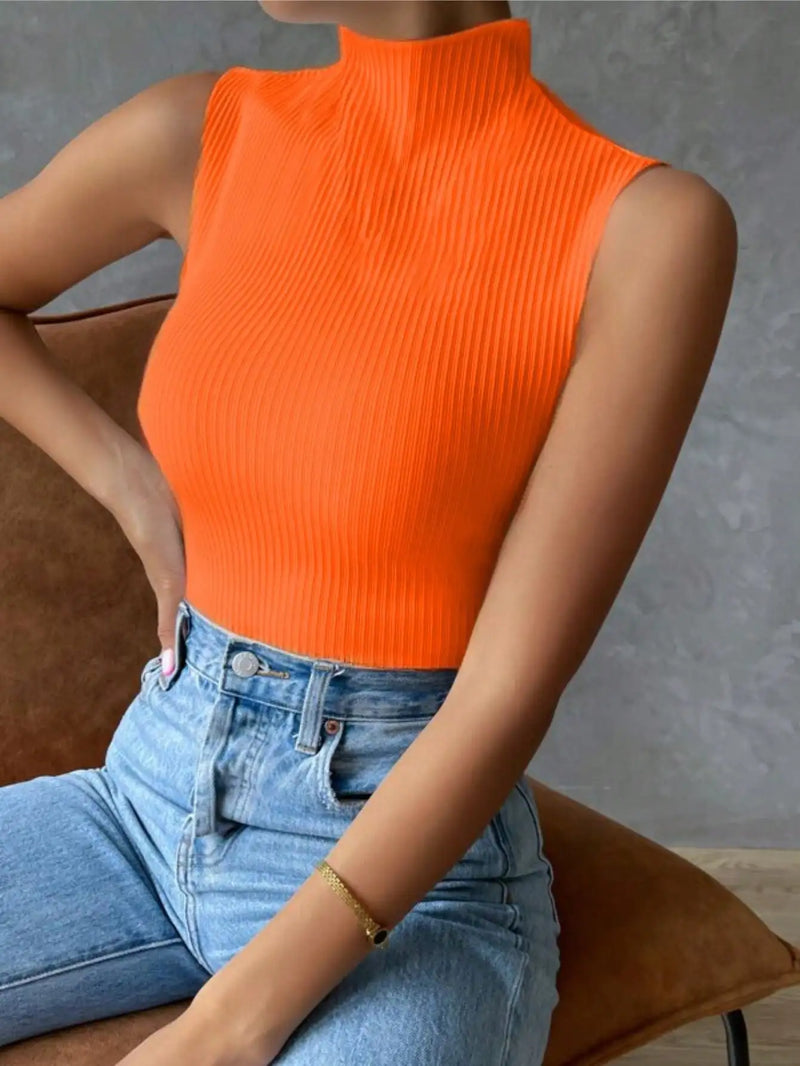 Blusa Regata feminina Gola Alta Canelada