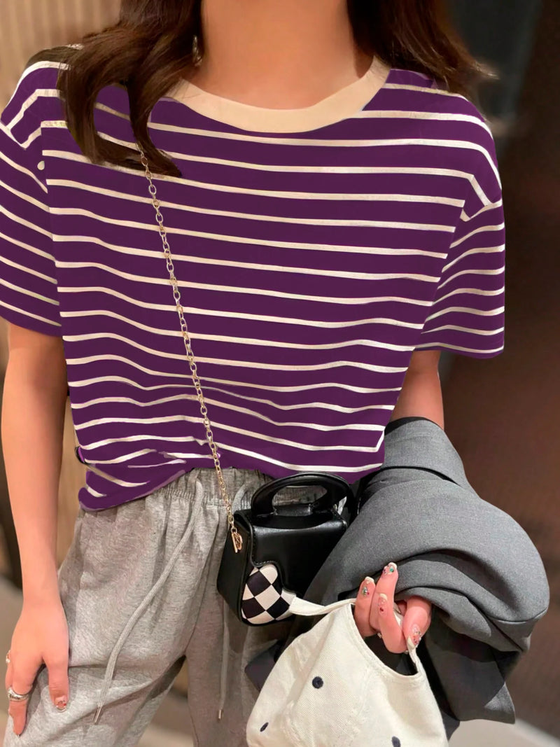 Blusa Basica Listrada Feminina