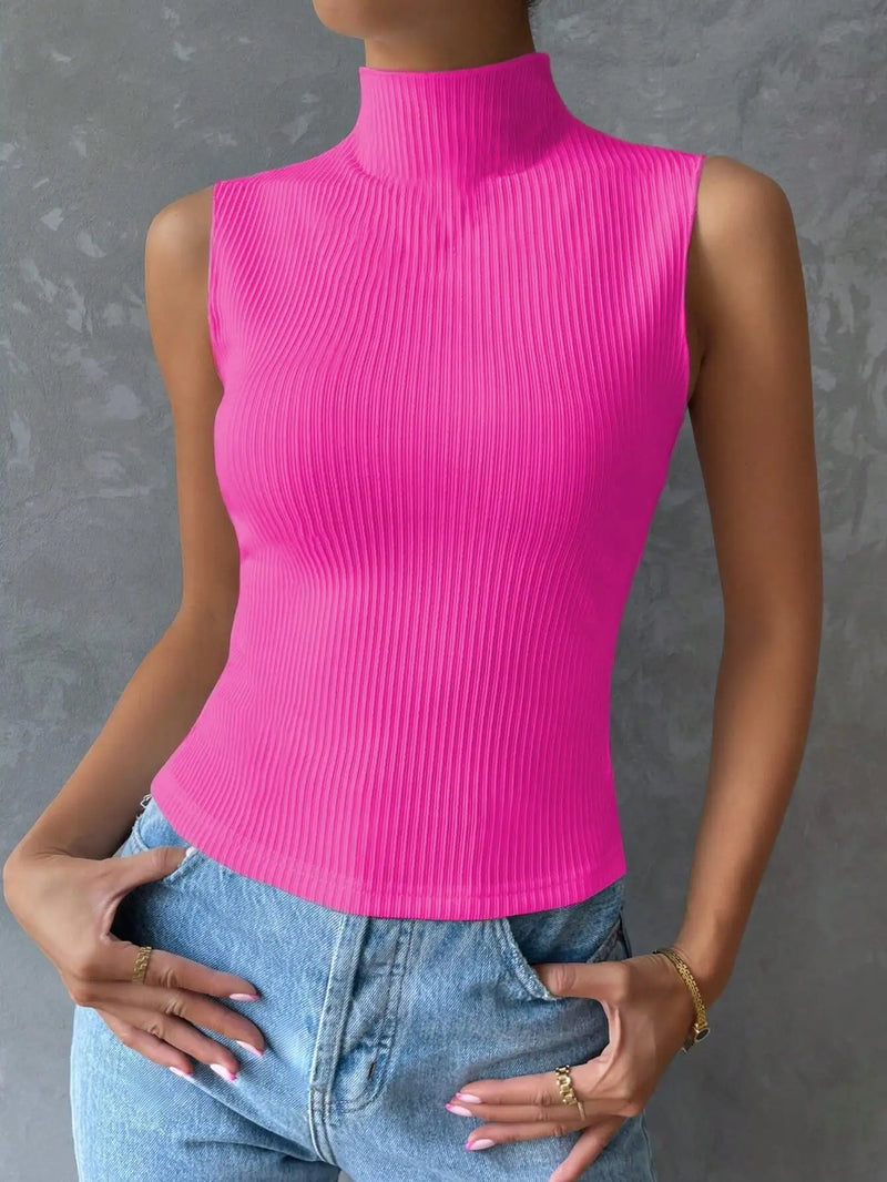 Blusa Regata feminina Gola Alta Canelada