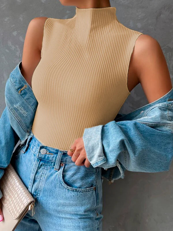 Blusa Regata feminina Gola Alta Canelada