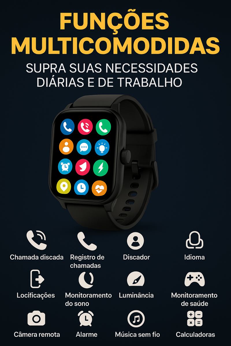 Smartwatch H9™ - Relógio Inteligente
