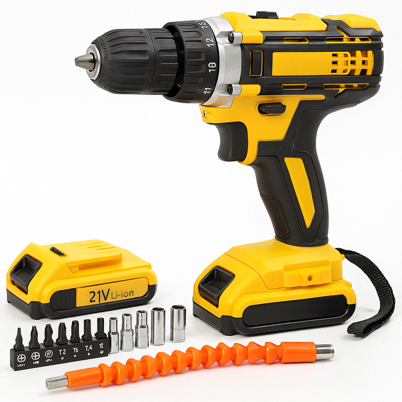 Kit Furadeira e Parafusadeira 21V com 2 Baterias -  PowerDrill™