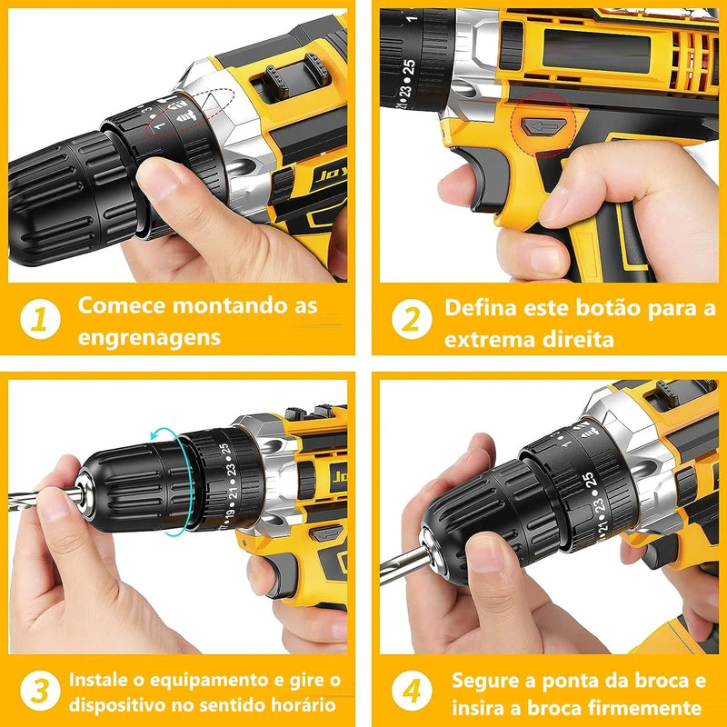 Kit Furadeira e Parafusadeira 21V com 2 Baterias -  PowerDrill™
