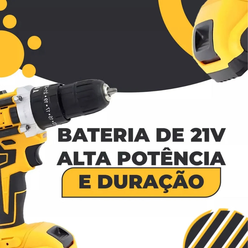 Kit Furadeira e Parafusadeira 21V com 2 Baterias -  PowerDrill™